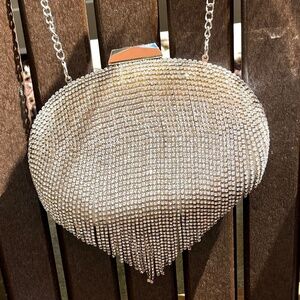 Olga Berg Bria Crystal Fringe Evening Bag